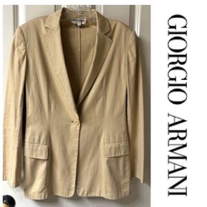 Giorgio Armani Le Collezioni Cotton Khaki Blazer